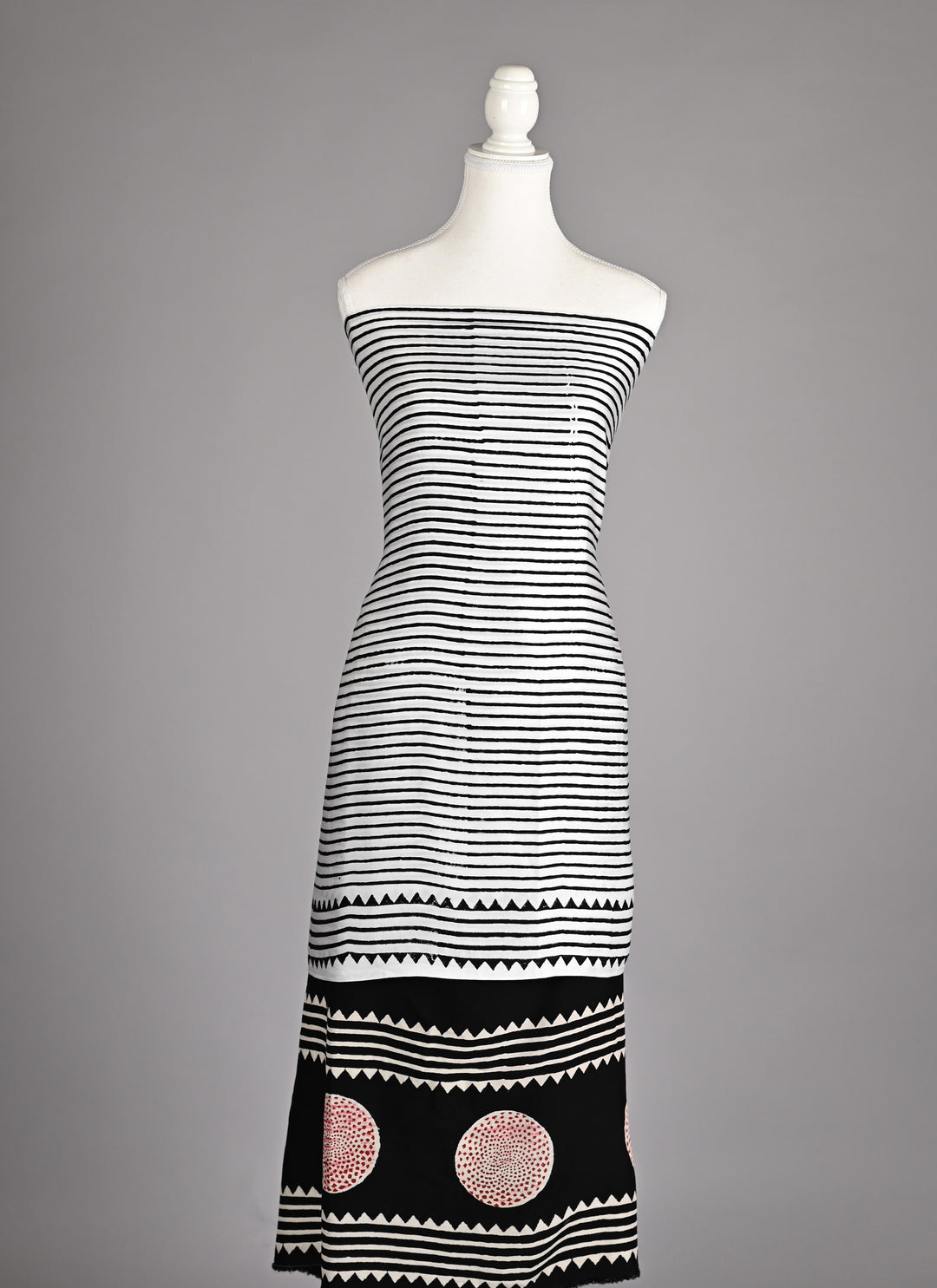 Pure Modal Silk Ajrakh handblock printed Unstitched Suit - Geometrical white and black