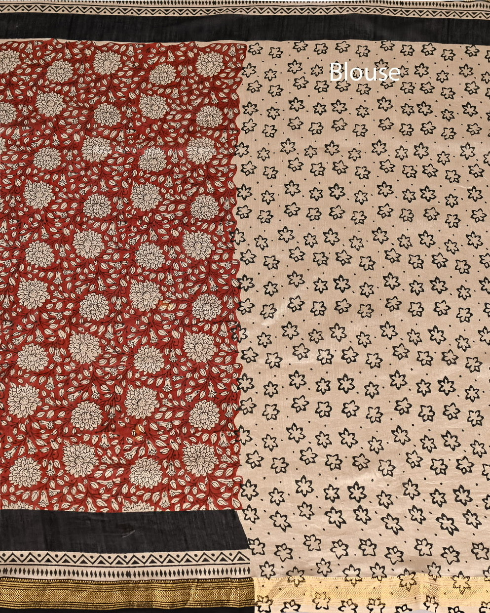 Pure Maheshwari Silk Saree Handblock Printed Saree -Maroon Jaal Print