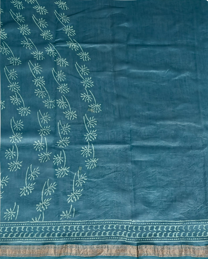 Pure Maheshwari Silk Handblock Printed Saree - Sea Green