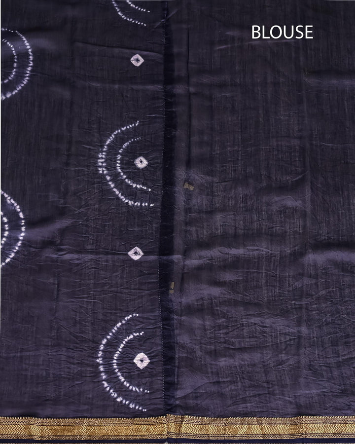 Needle Shibori Pure Maheshwari Silk Handblock Printed Saree