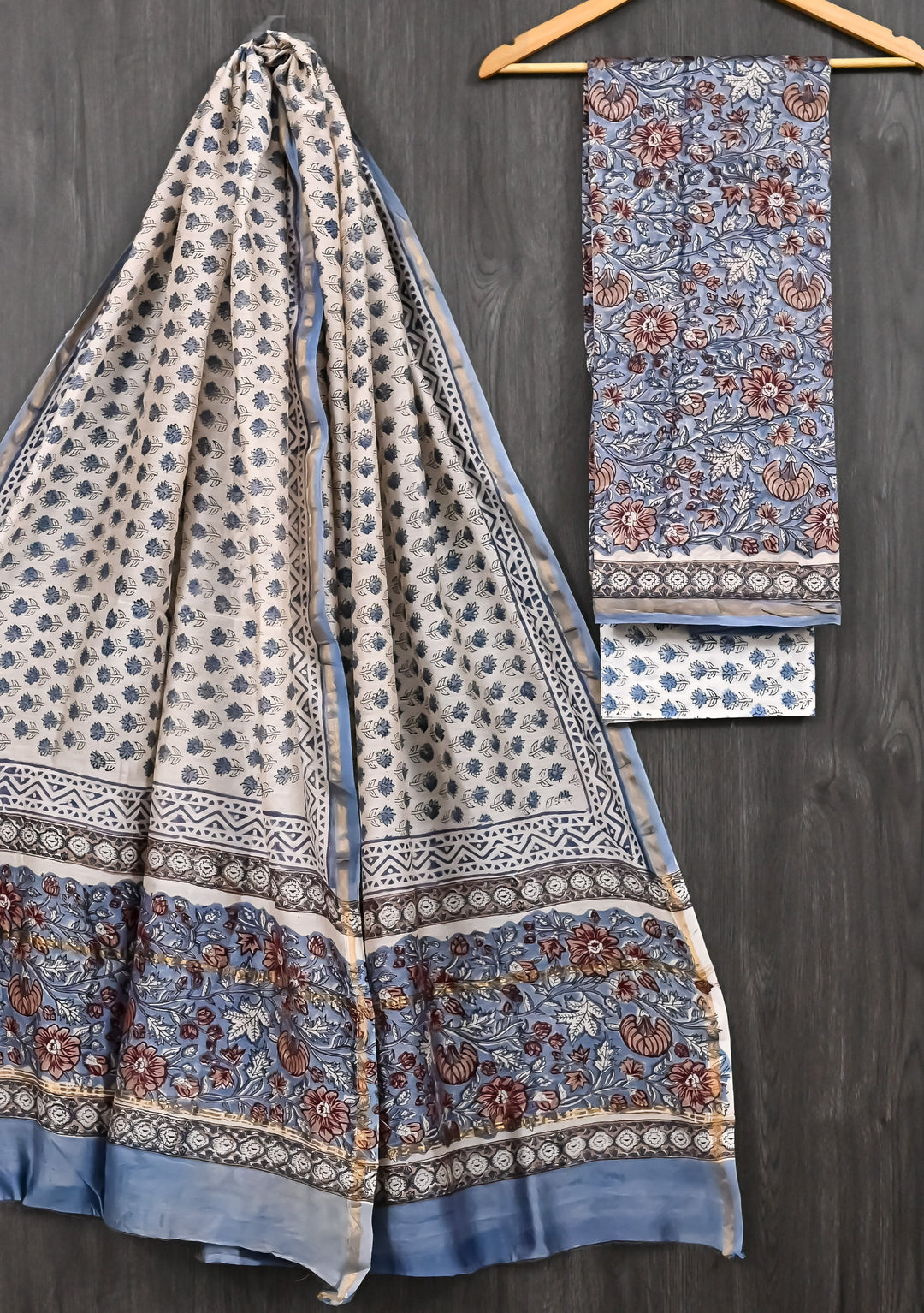 Royal Purple Pure Chanderi Silk Hand-Block Printed Suit | Paisley & Floral Jaal Design with Mustard Contrast | Premium Festive Collection