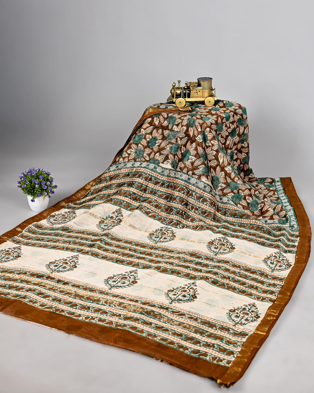 Sanganeri Pure Maheshwari Silk Saree Handblock Printed Saree - Rapid
