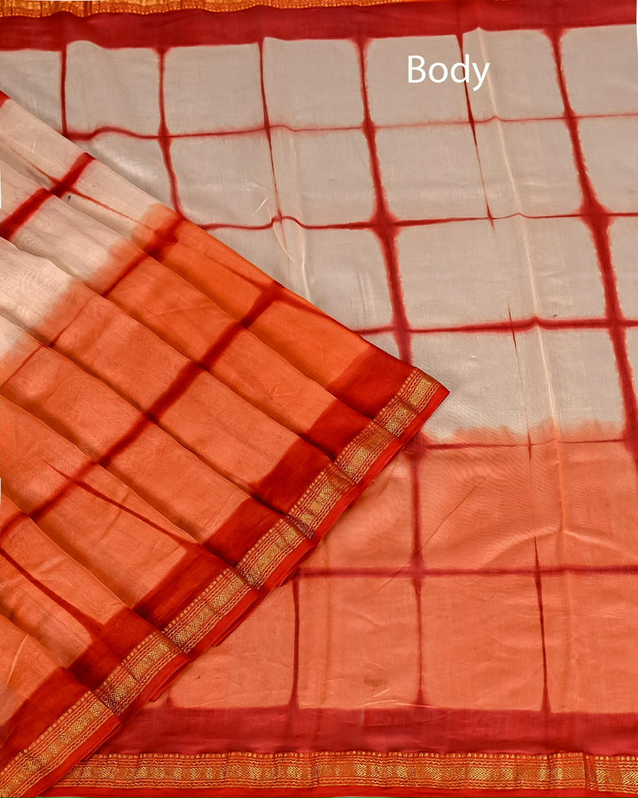 Clamp Tye And Dye Pure Maheshwari Silk Saree Handblock Printed Saree