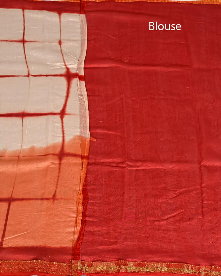 Clamp Tye And Dye Pure Maheshwari Silk Saree Handblock Printed Saree