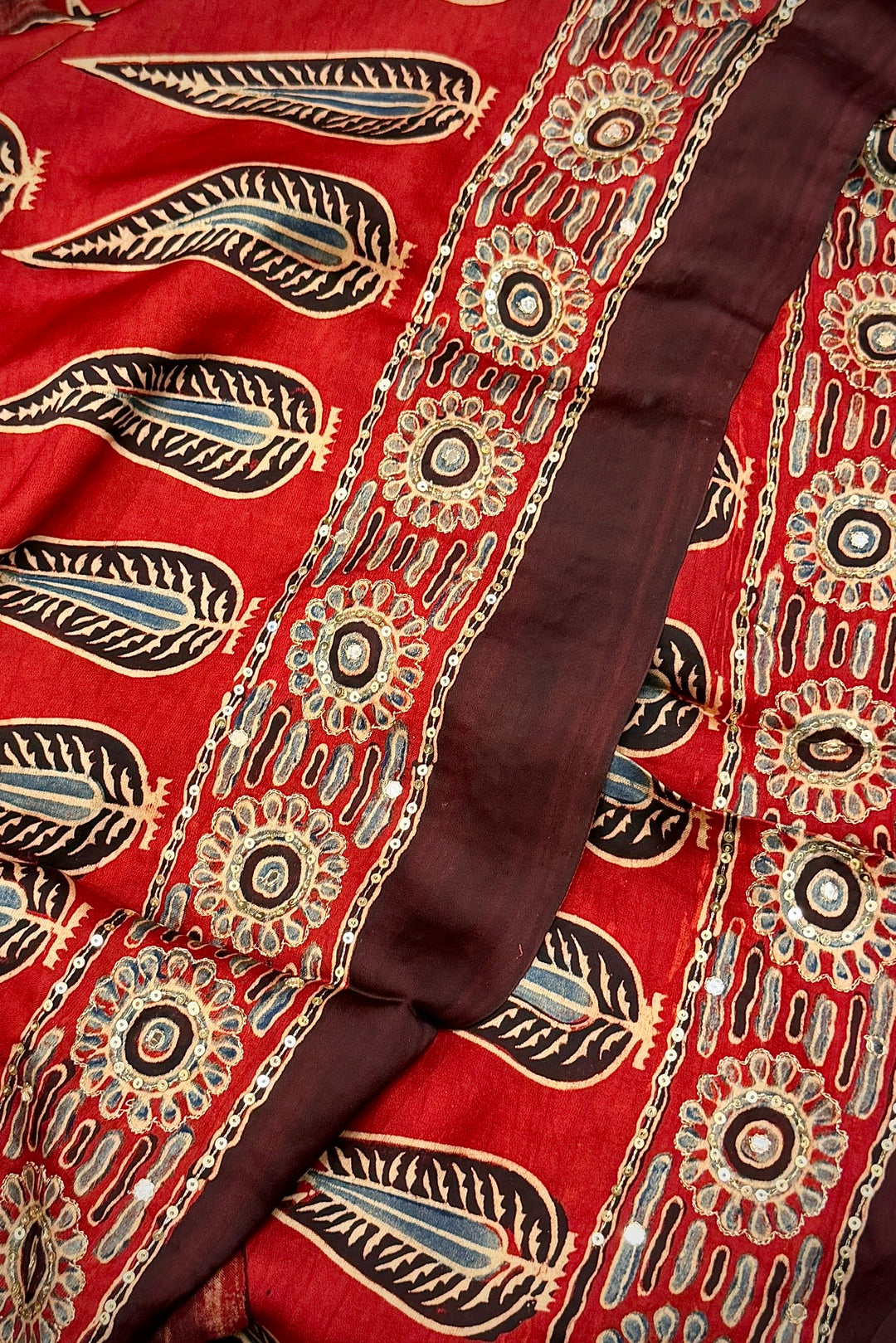 Royal Gajji Silk Handblock Saree with Aari-Tari Handwork & Pure Zari Pallu – Jaipur Craft Edition
