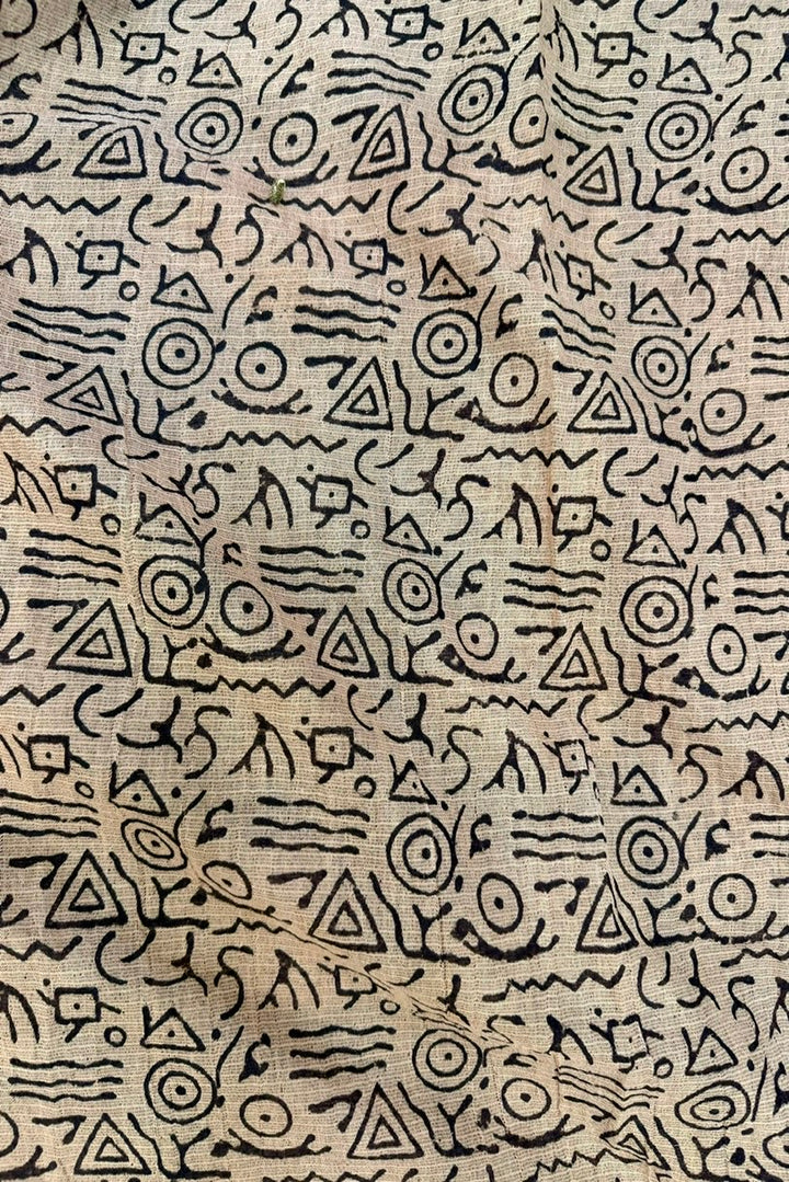 Rustic Maroon Hand-Block Printed Saree with All-Over Paisley (Kalka) Design