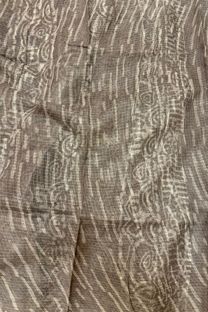 Smoky Grey & Charcoal Hand-Block Printed Saree with Modern Bagru Strokes