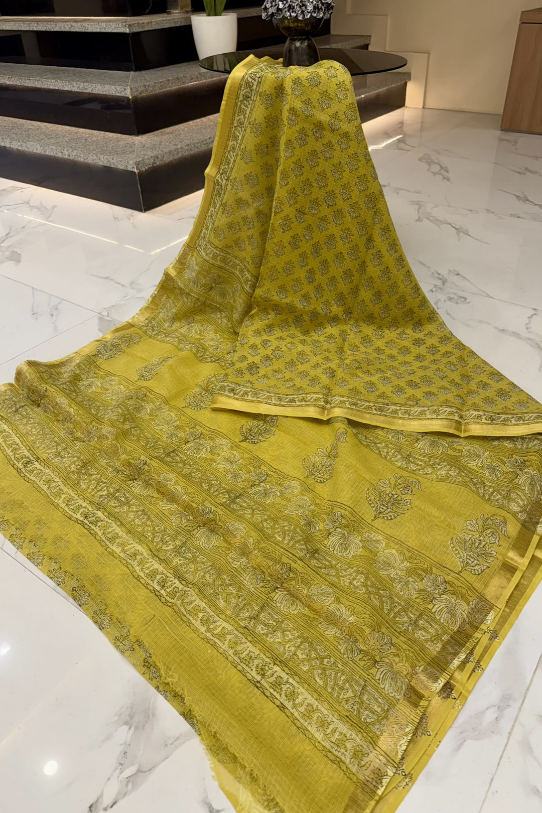 Pure Kota Doria Handblock Printed Lightweight Sarees With Blouse Purple