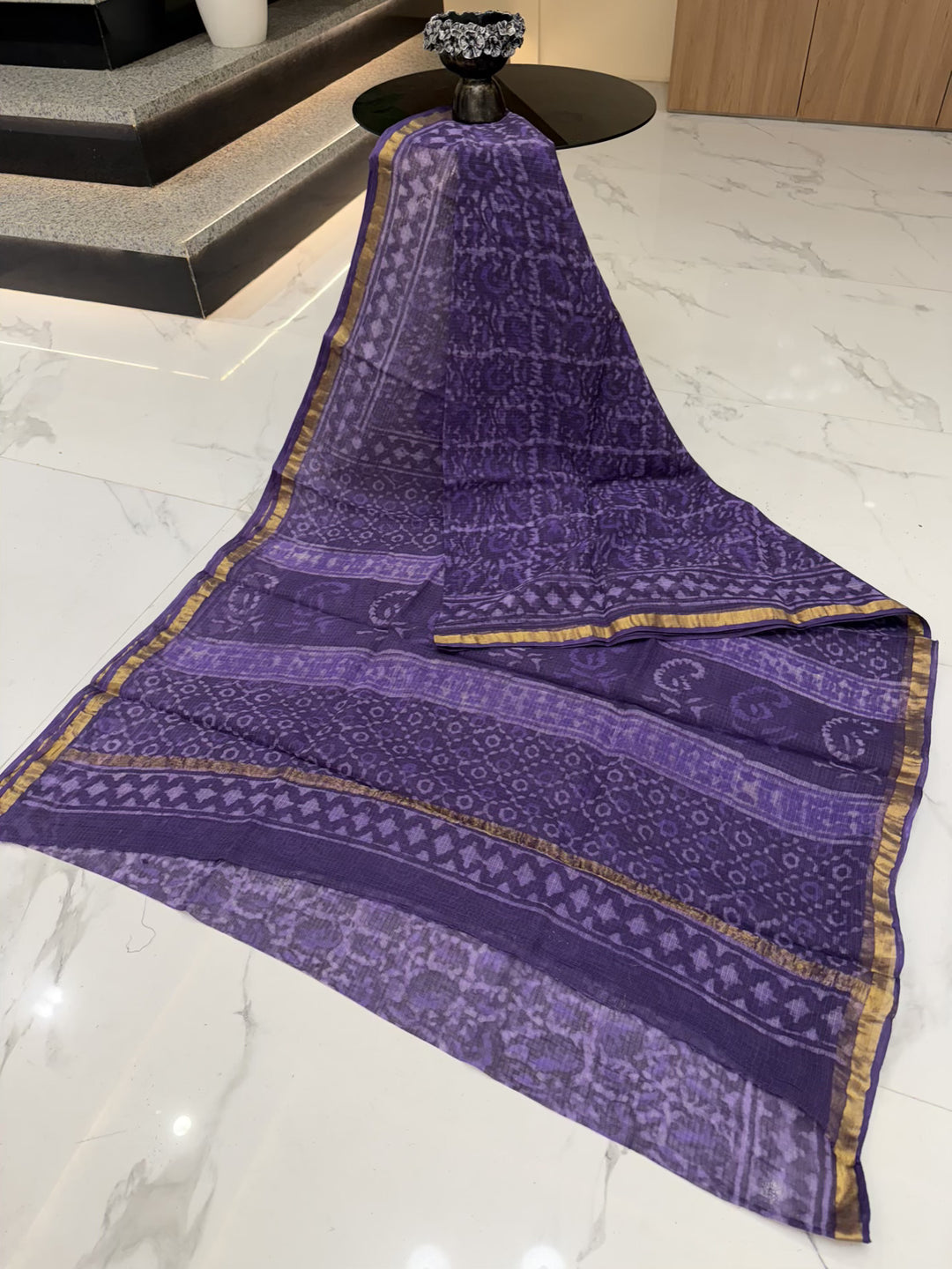 Handcrafted Kota Doria Saree with Traditional Bagru Block Prints | Lightweight & Breathable Ethnic Wear
