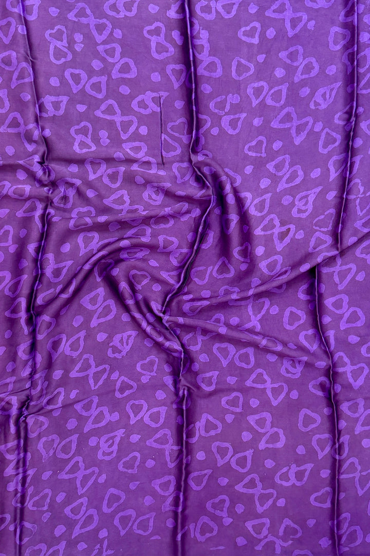 Royal Purple Dabu Print Modal Silk Saree with Geometric Patterns