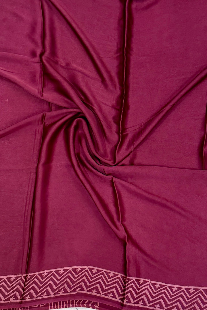 Elegant Wine Color Dabu Print Modal Silk Saree with Tree Motifs