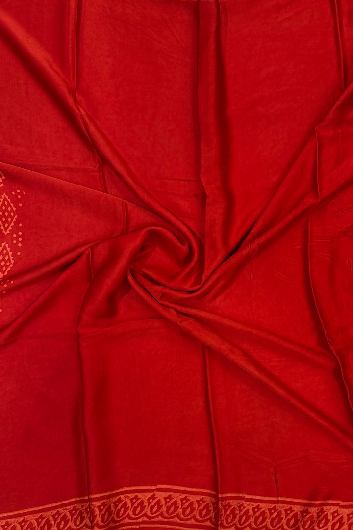 Festive Red Bandhani Pattern Modal Silk Saree with Floral Butti
