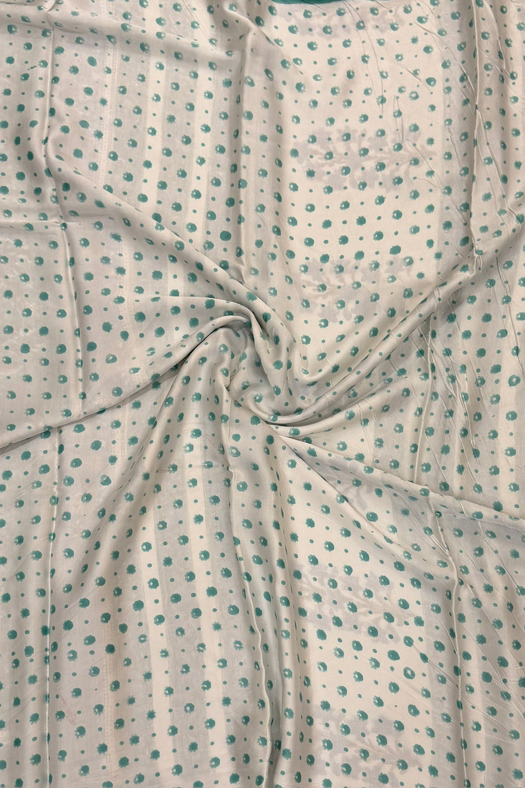 Aqua Blue Floral Garden Print Modal Silk Saree with Designer Pallu