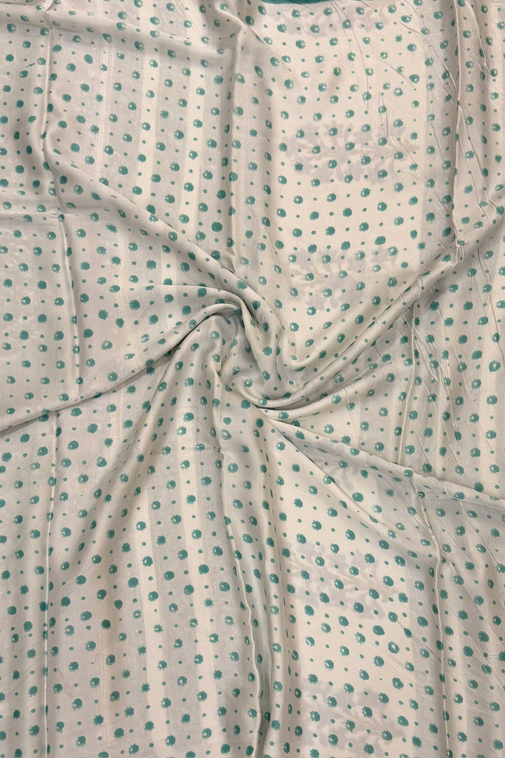 Aqua Blue Floral Garden Print Modal Silk Saree with Designer Pallu