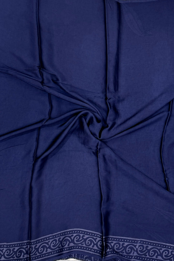 Pure Modal Silk Saree with Intricate Leaf Patterns and Decorative Pallu