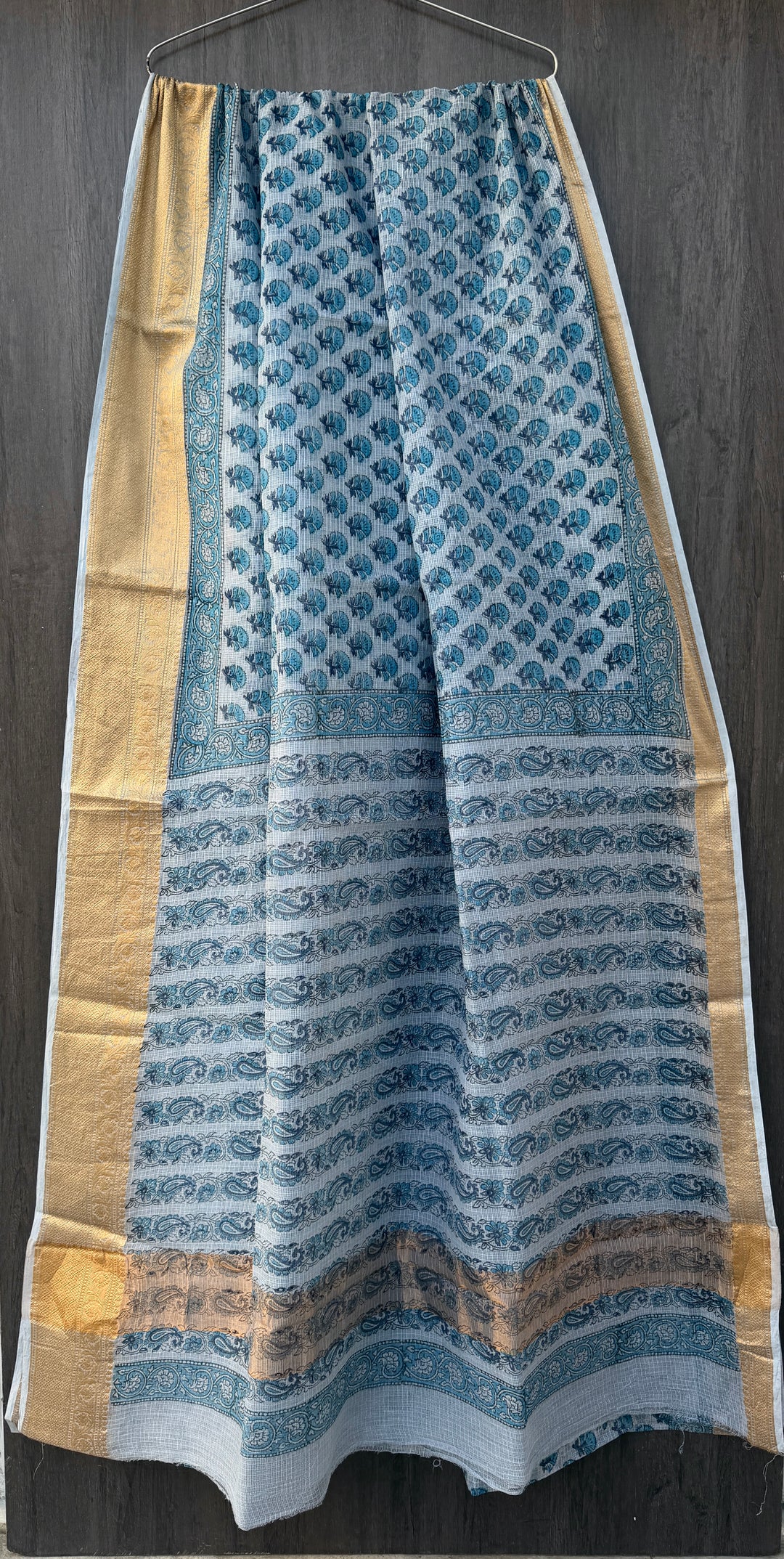 Classic Blue and White Paisley Saree