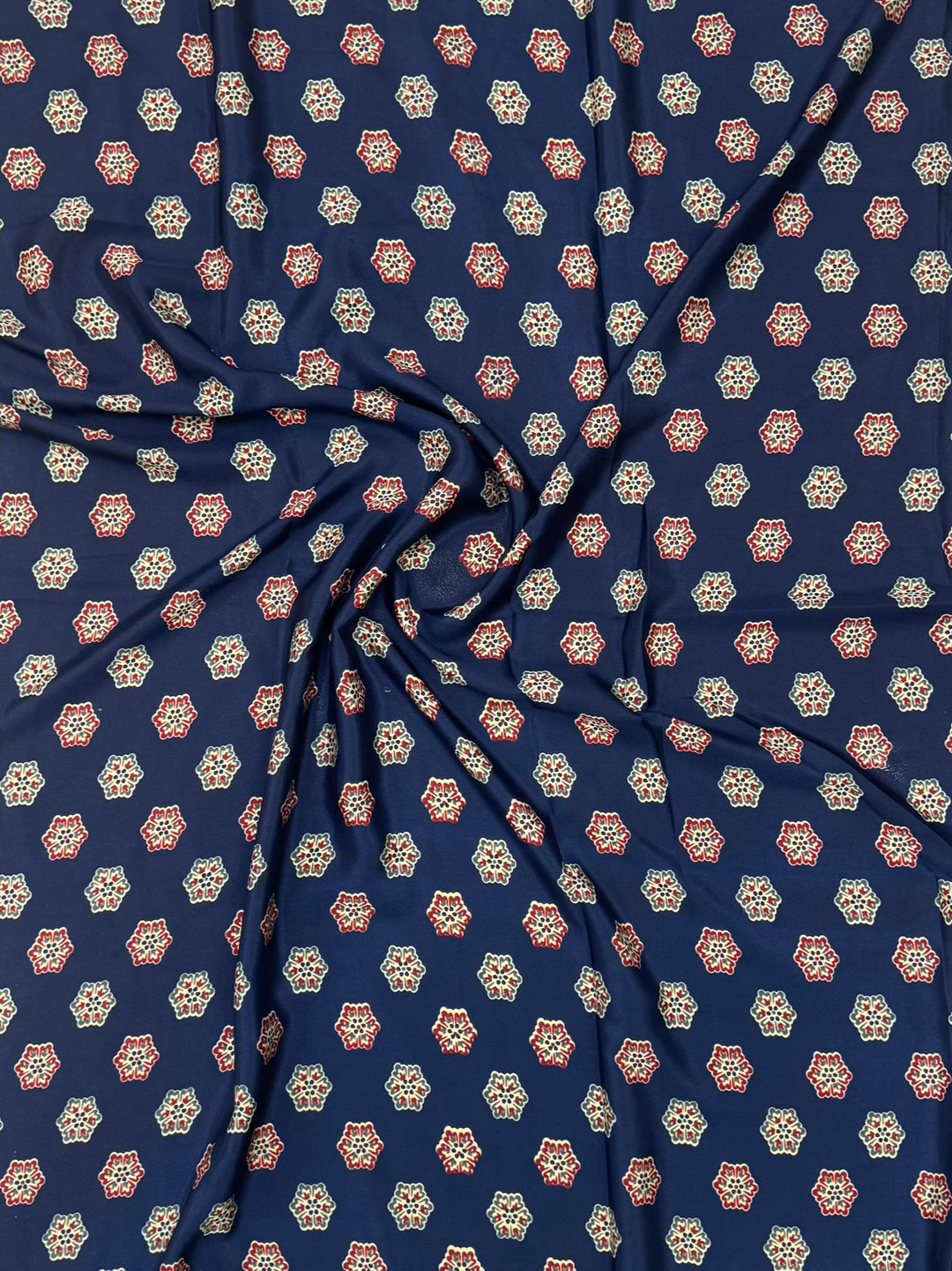 Pure Modal Silk Ajrakh Handblock Printed Saree in Indigo Blue