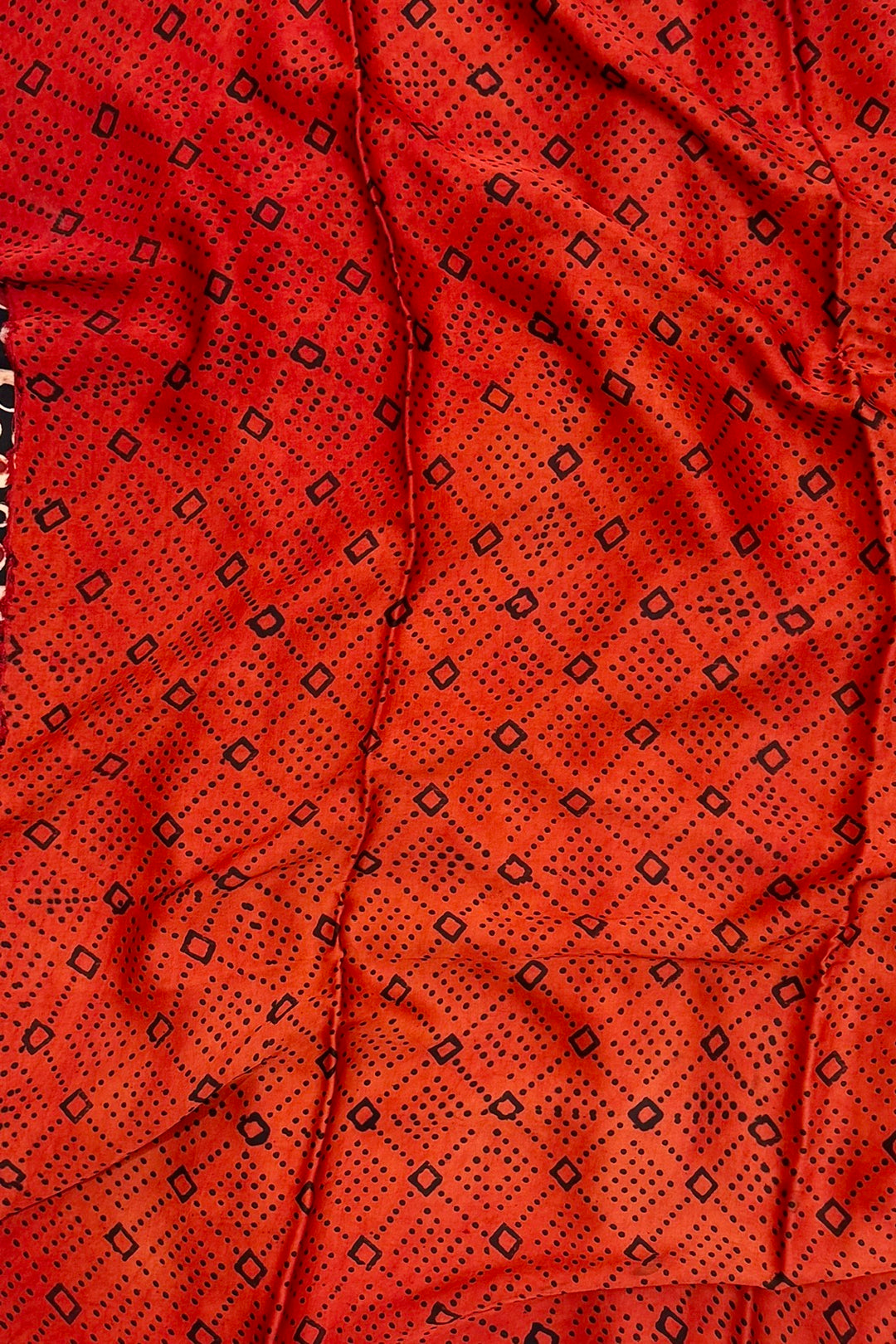 Pure Modal Silk Saree with Unique Abstract Prints and Rich Red Border