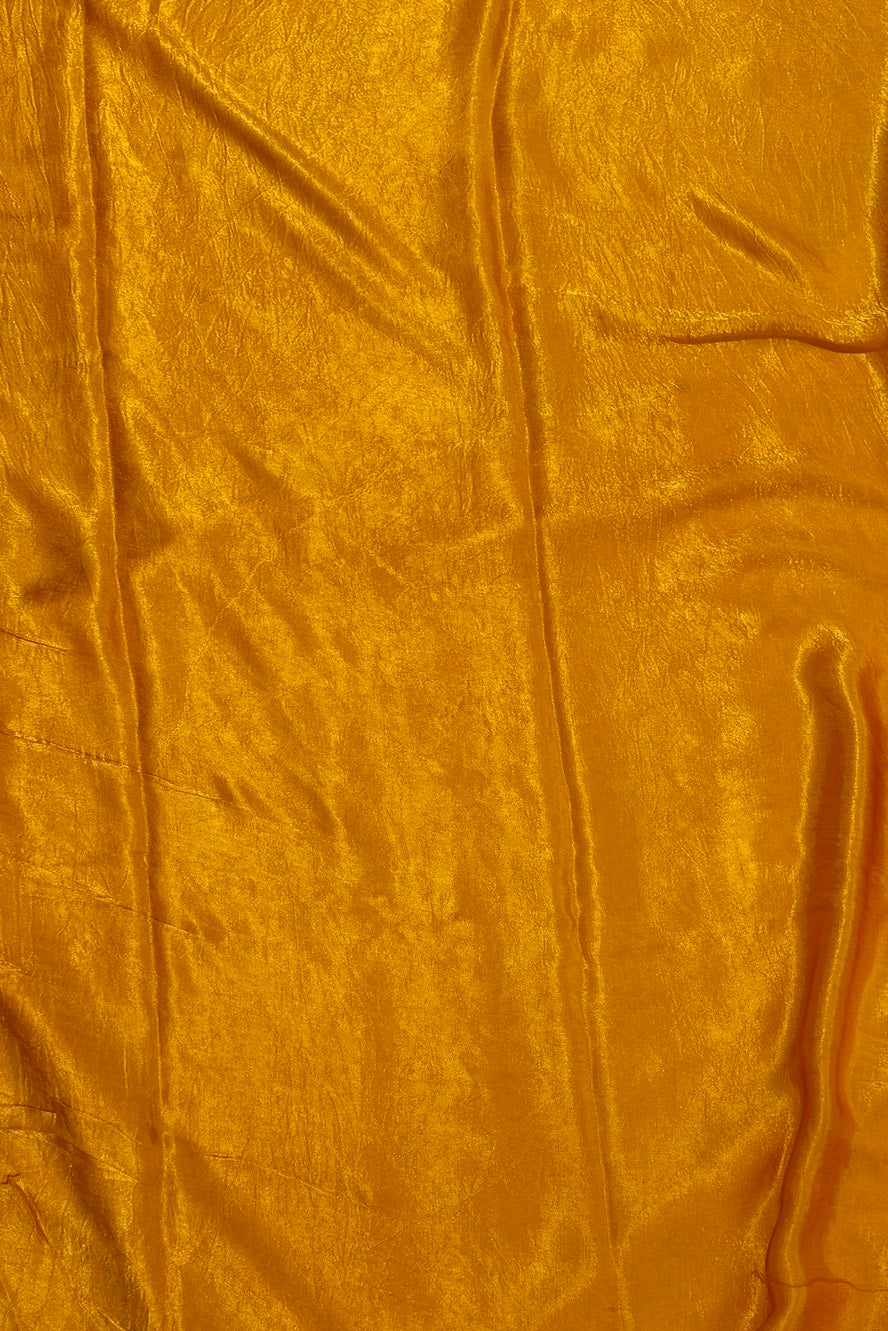 Vibrant Mustard Yellow Gajji Silk Hand-Knotted Bandhani Saree