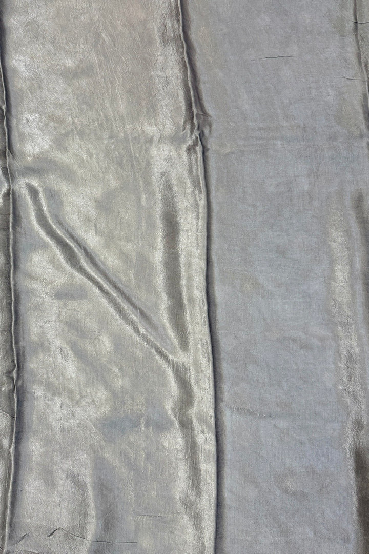 Sophisticated Silver Grey Pure Gajji Silk Bandhani Saree